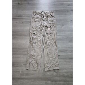 Utility Cargo Pants Multi Pocket Streetwear Honey Peach Beige Womens Small 27X28